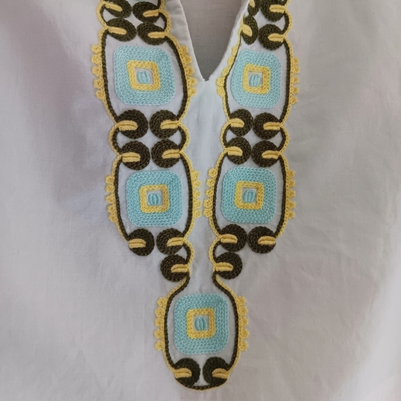 Tory Burch | Sleeveless Embroidered Tunic, Isla Collins Stripe | Size 8 - Picture 4 of 7